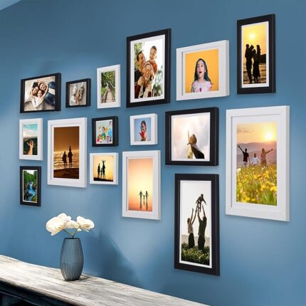 Art Street Shooting Star Wall Photo Frames for living Room, Set of 16 Photo frames (Black) (Copy)